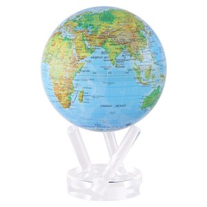 Mova Globe 6" BGE Blue with Relief Map Gloss Finish Self Rotating GLOBE 894220000205  183048063092